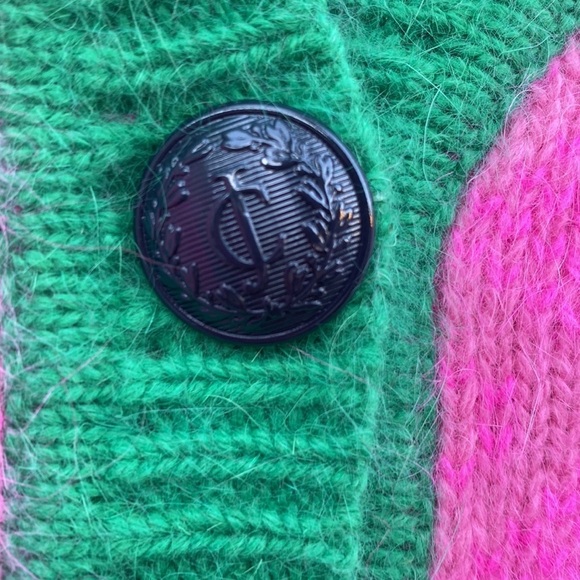 Juicy Couture Women’s Oversized Cardigan Angora Pink and Green Sweater XS/S - Picture 6 of 13